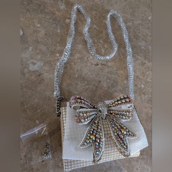 Kurt Geiger London Shoredicht Bow Wallet Beige Comb Shoulder Rightstone Bag New - Picture 13 of 15